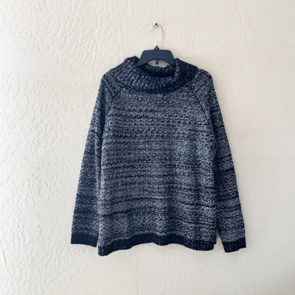 Hampshire Cozy Black and Silver‎ Metallic Knit  Cowl Neck Sweater
